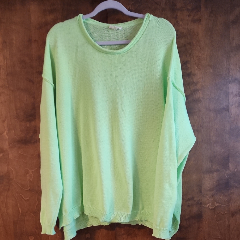 Easel Neon Green Knit Sweater